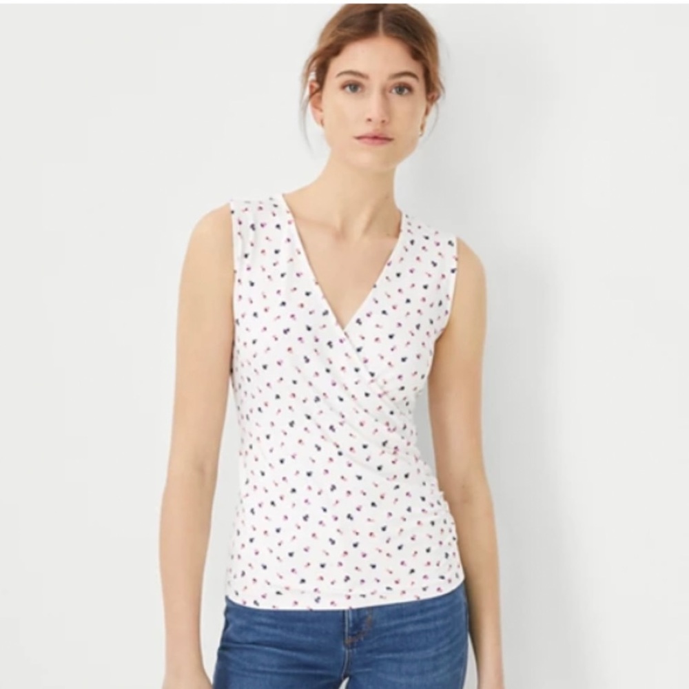 Ann Taylor Floral Sleeveless Wrap Top